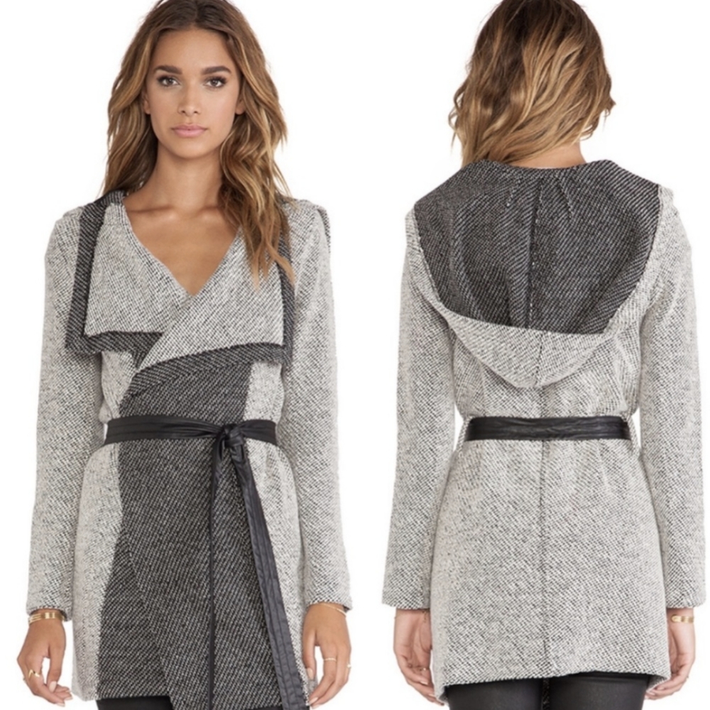 Draped Cardigan Jacket With Leather Belt - BB Dakota